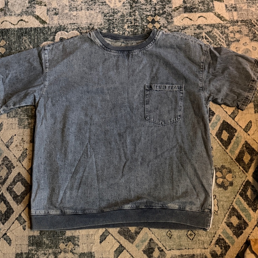 Washed Indigo Pocket Tee Sweatshirt
